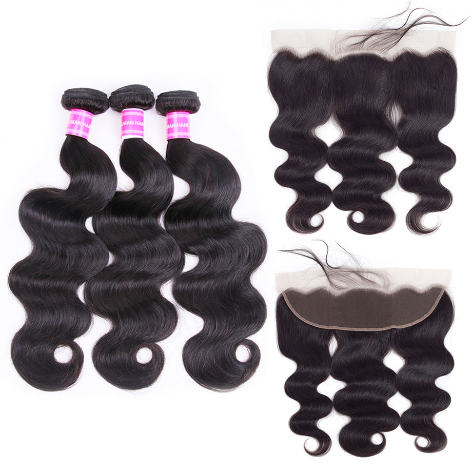 Brazilian Body Wave Bundles With 13×4 lace Frontal 10A Grade 100% Human Remy Hair Bling Hair - Bling Hair