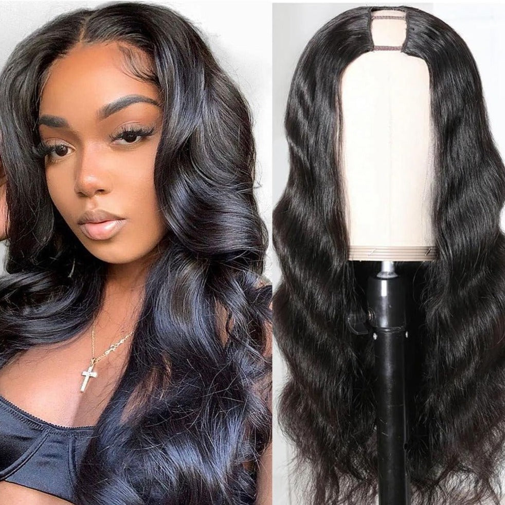 U Part Wigs Human Hair Body Wave Wigs Natural Color Bling Hair - Bling Hair