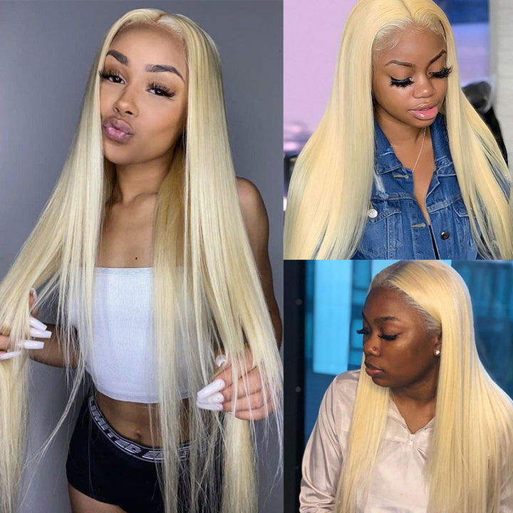 Brazilian Straight Hair 3 Bundles 100% Human Hair Weave Bundles 613 Color Virgin Hair 12A Grade Bling Hair