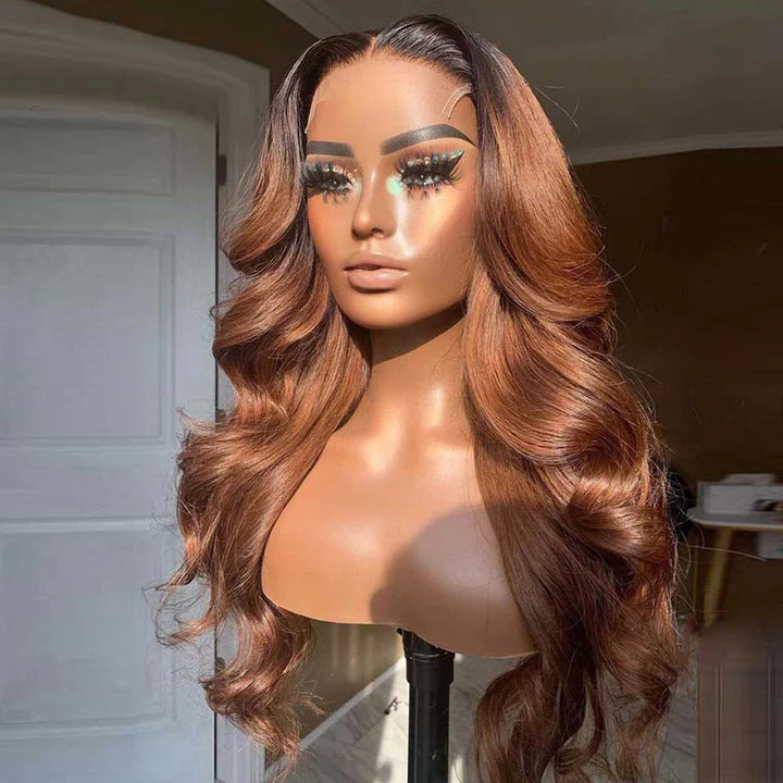 T1b/30 Ombre Colored Wigs Transparent Lace Human Hair Fashion Style 180% Density 13*4 Lace Frontal Wig Free Part