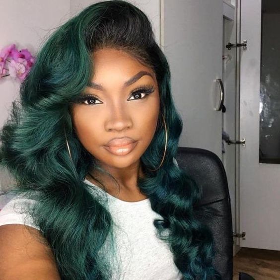 Dark Green Body Wave Lace Wigs With Baby Hair Human Hair Wig