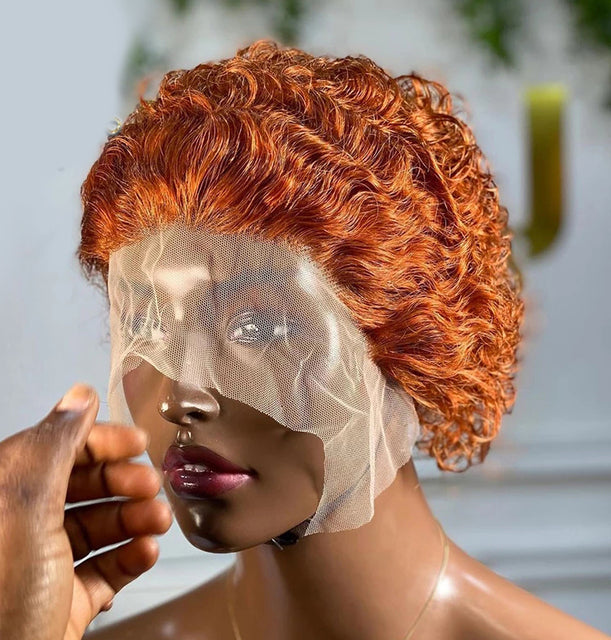 Pixie Cut 13x1 Hairline Lace Wig Spring Curl Short Bob Human Hair Wigs