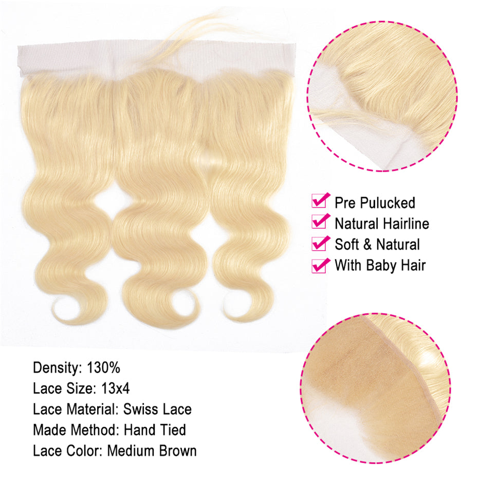Body Wave Human Hair Closure 13*4 Lace Closure 613 blonde bling hair - Bling Hair