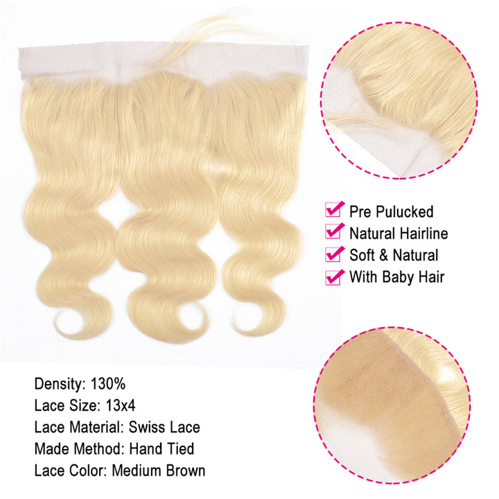 Body Wave Human Hair Closure 13*4 Lace Closure 613 blonde bling hair - Bling Hair