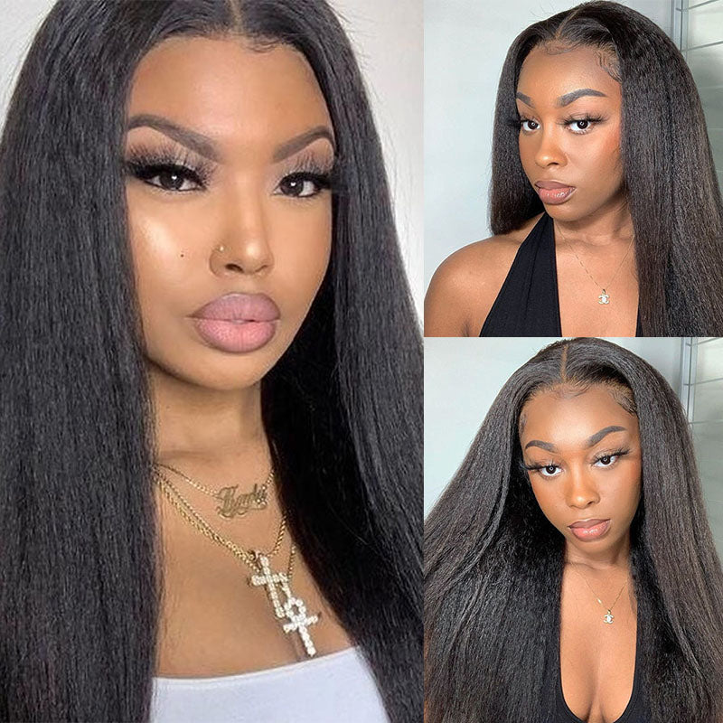 Kinky Straight 100% Human Hair 4 Bundles With 4×4 Closure Free Part Bling Hair