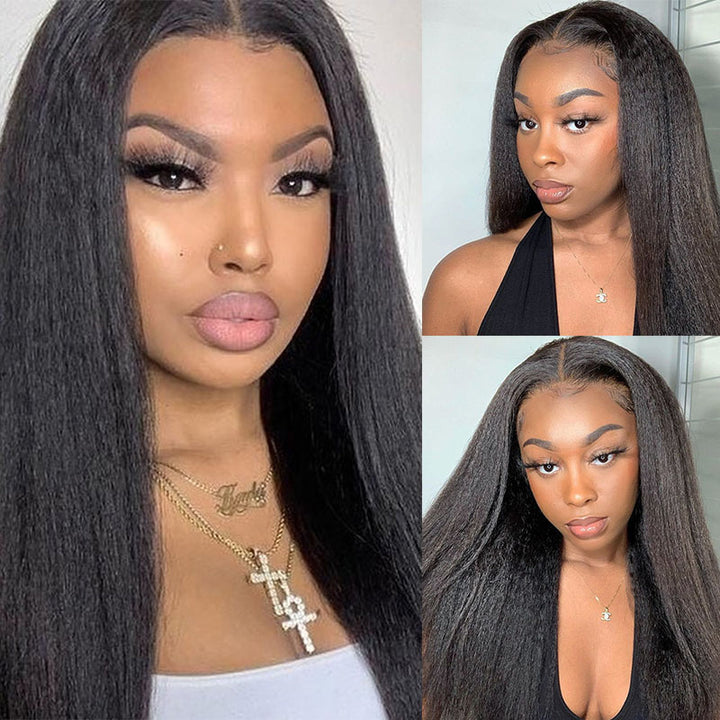 Kinky Straight 100% Human Hair 4 Bundles With 4×4 Closure Free Part Bling Hair