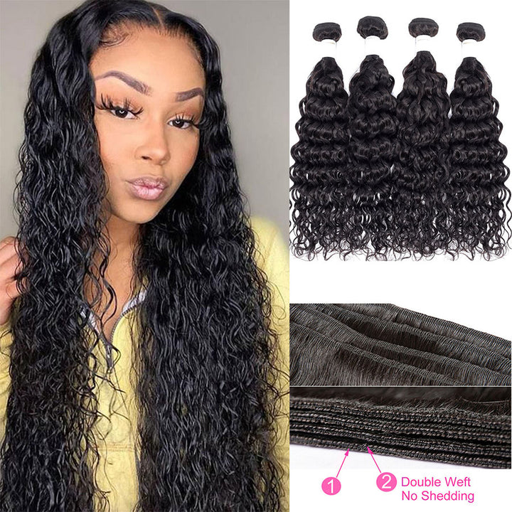 Brazilian Water Wave 4 Bundles 100% Human Virgin Hair Extension Bling Hair