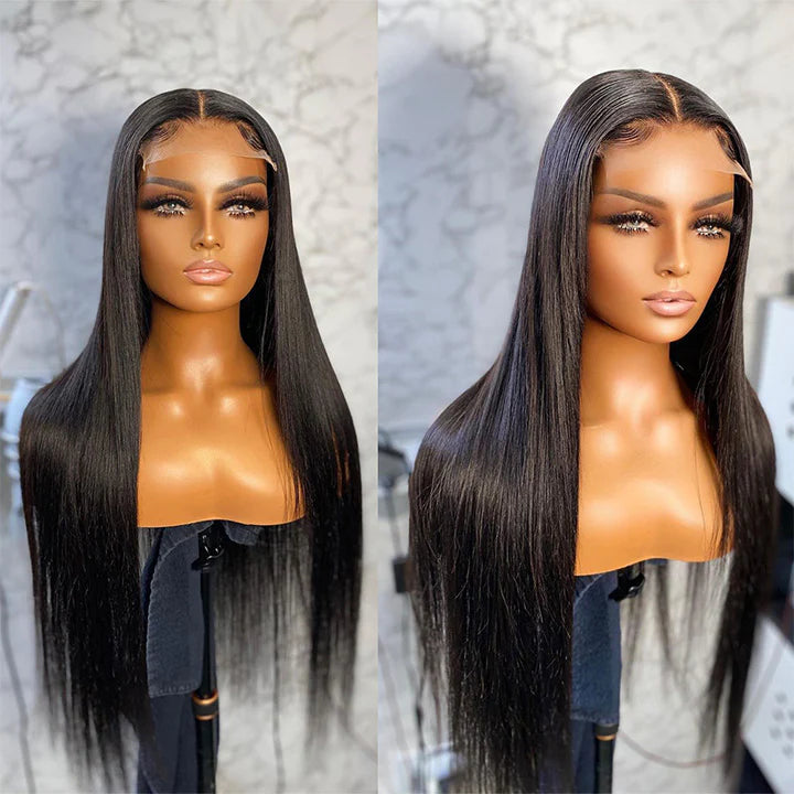 Super Sale  $79 18" Straight 4X4 Lace Closure Human Hair Wig 150% Density