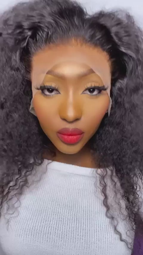 Kinky Curly Lace Front Human Hair Wigs Pre plucked Lace Frontal Wigs