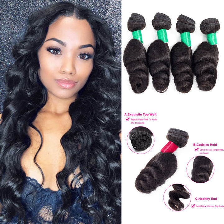 Brazilian Loose Wave 4 Bundles 100% Virgin Hair Extension Bling Hair