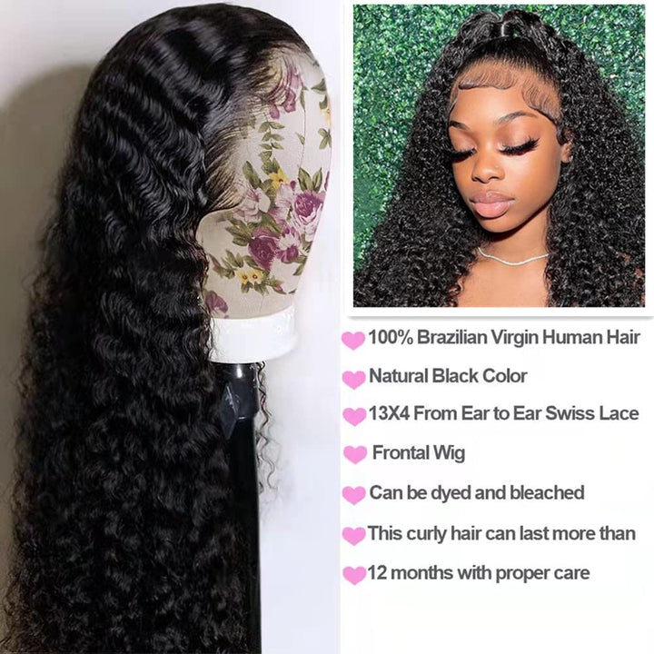 13x4 HD Lace Front Wig Virgin Hair With Baby hair Deep Wave Human Hair Wigs Melted Match All Skin