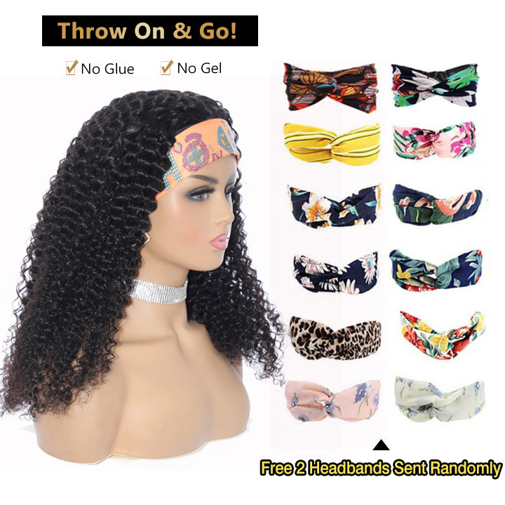 Super Sale Omber Color Kinky Curly Bandeau Perruques Glueless Virgin Hair Wigs 