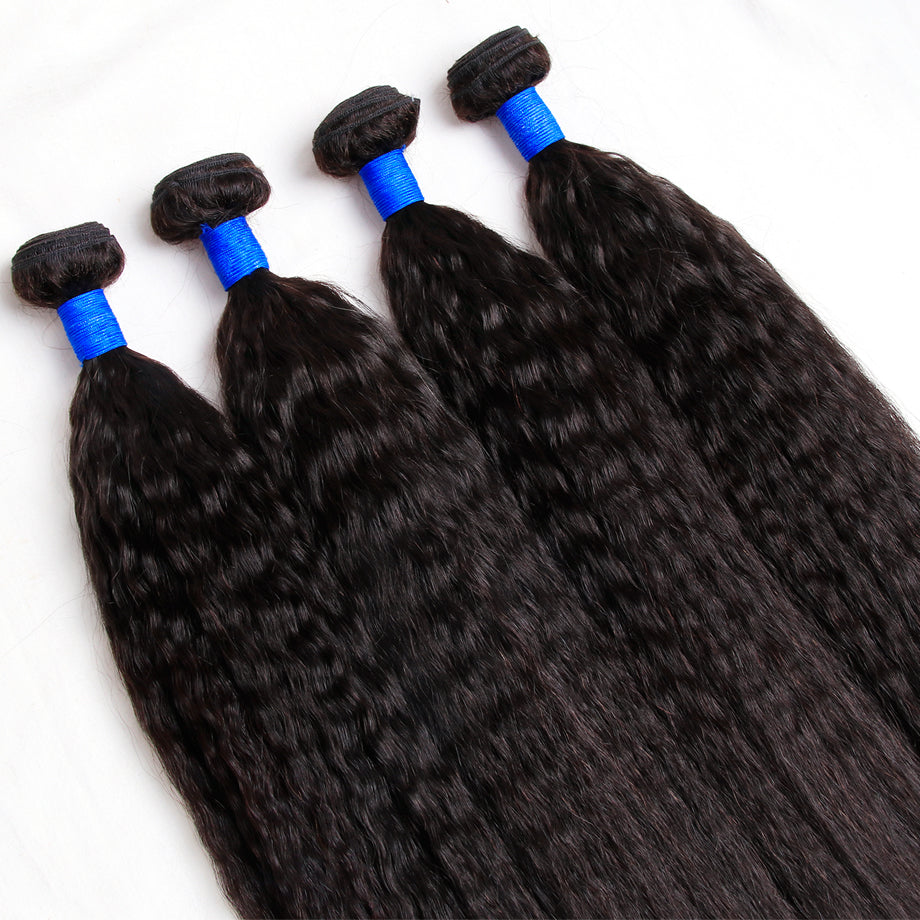 Kinky Straight 4 Bundles Brazilian Hair Weave Bundles 100% Remy Human Hair Extension Bling Hair - Bling Hair