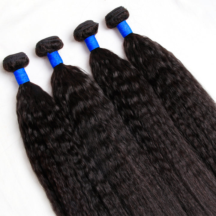 Kinky Straight 4 Bundles Brazilian Hair Weave Bundles 100% Remy Human Hair Extension Bling Hair - Bling Hair