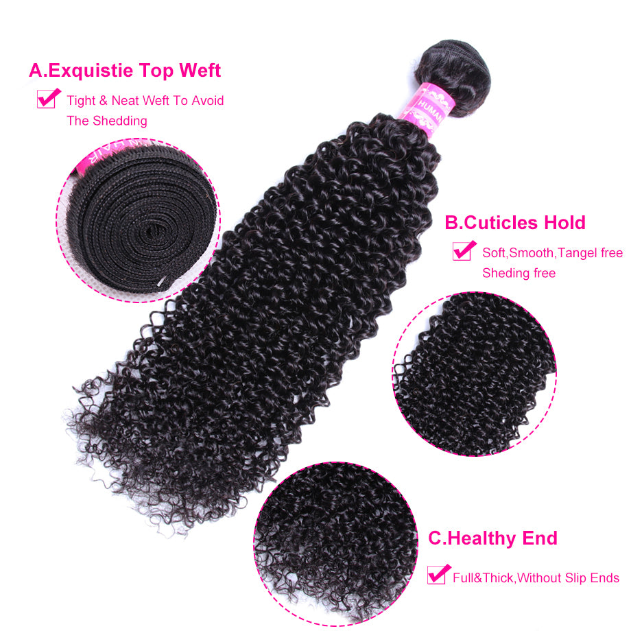 Brazilian Kinky Curly 3 Bundles 100% Human Hair Weave Bundles Remy Hair Extension Bling Hair - Bling Hair