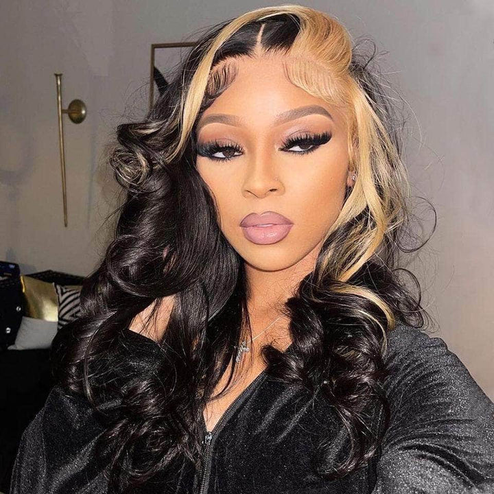 Bling Hair Highlight Virgin Wigs Ombre Brown Body Wave Transparent Lace Front Wigs 13x4 / 4x4 Lace Wigs Human Hair Wigs