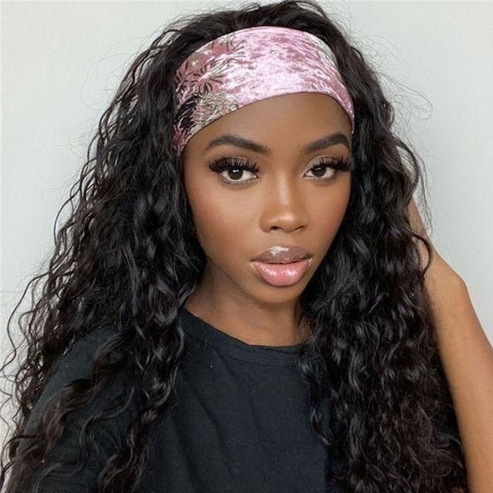 Brazilian Water Wave Glueless Headband Wig 150%&180 Density Natural Color Human Hair Wigs Bling Hair - Bling Hair