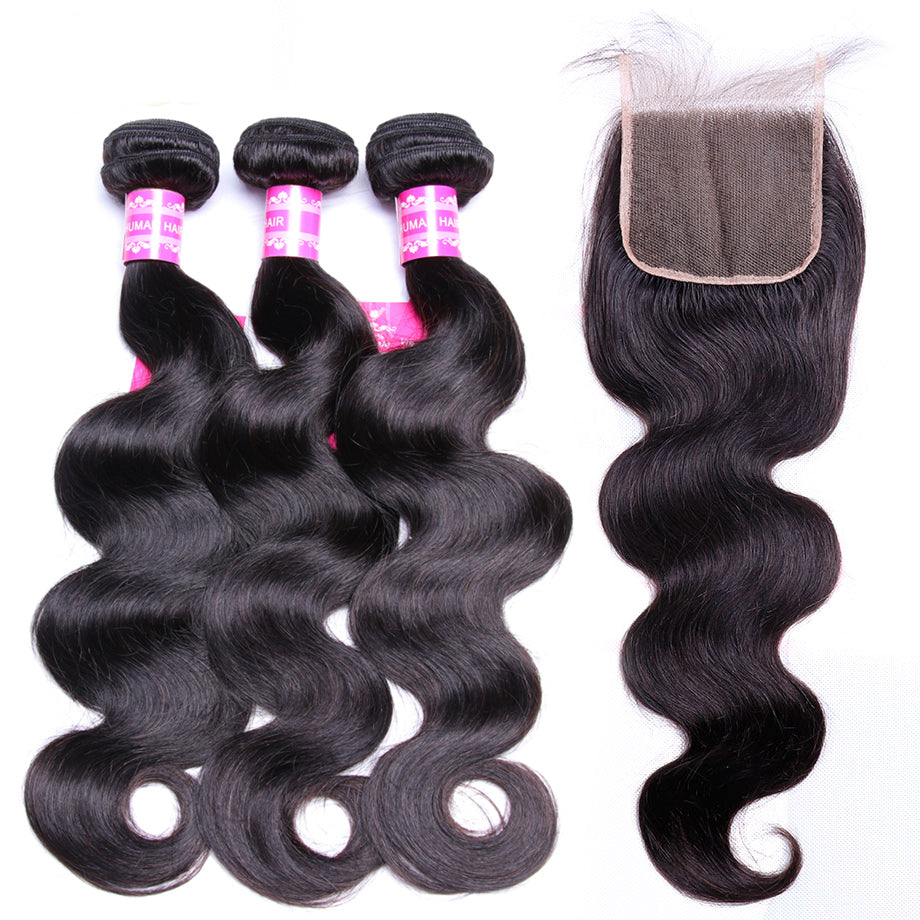 Brazilian Body Wave Bundles With 5×5 Closure 10A Grade 100% Human Remy Hair Bling Hair - Bling Hair