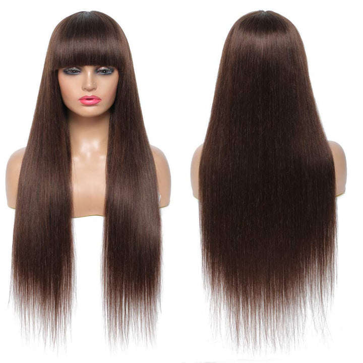 Chocolate color wig with bang  #4 color