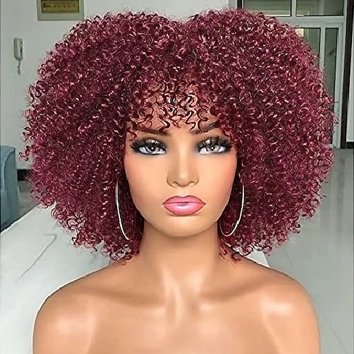 30 Inch 13x4 HD Lace Wig Plus Burgundy 99J Curly Wig With Bang Buy One Get One Free