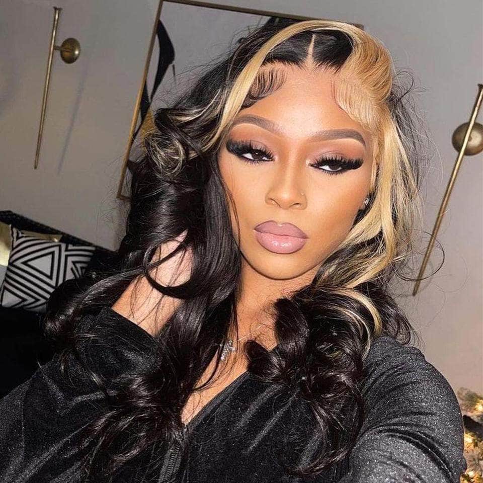 Bling Hair Highlight Virgin Wigs Ombre Brown Body Wave Transparent Lace Front Wigs 13x4 / 4x4 Lace Wigs Human Hair Wigs