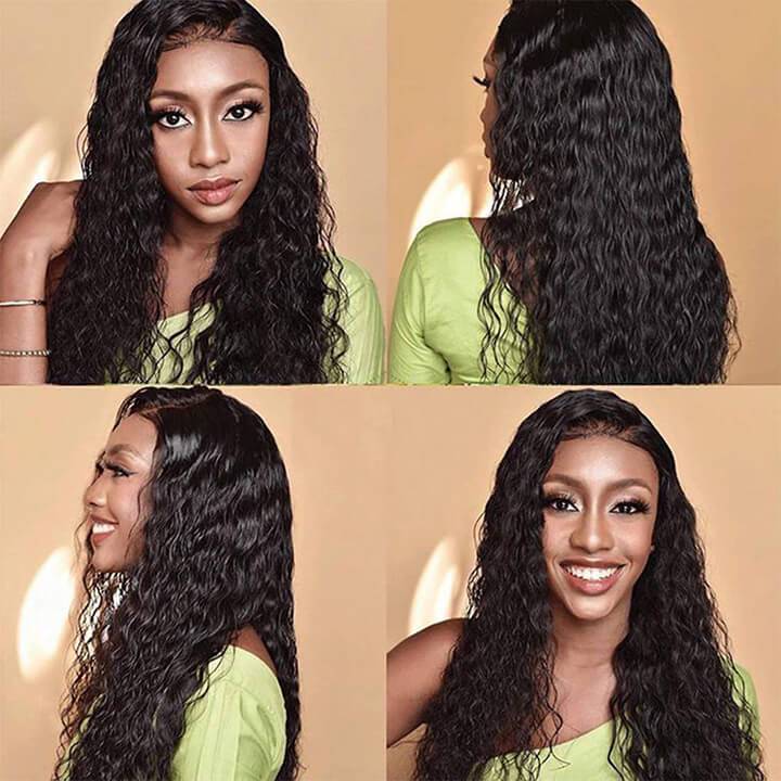 Water Wave Human Hair 4 Pics Bundles With 4×4 Closure Free Part 15A Grade Bling Hair