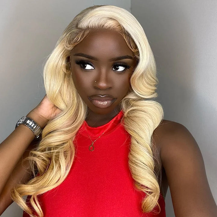 #613 Blonde Wig Body Wave 5x5 Lace Closure Virgin Human Hair Wigs