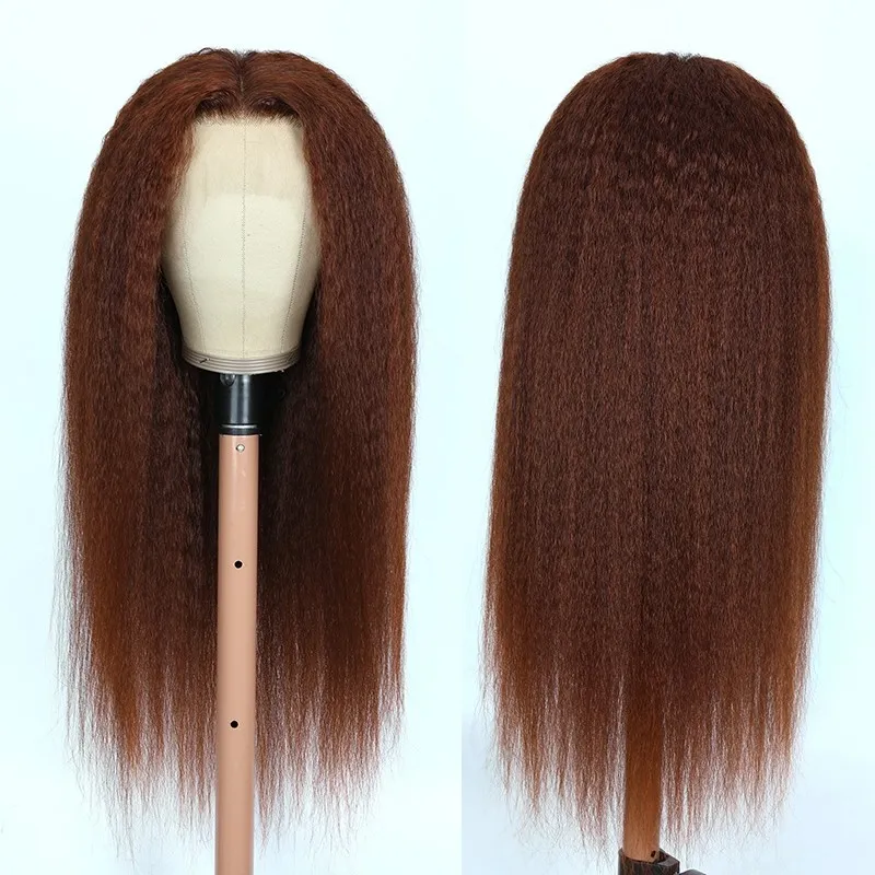 Yaki Straight Reddish Colored Wigs Lace Front Wigs Human Hair Wig For Women