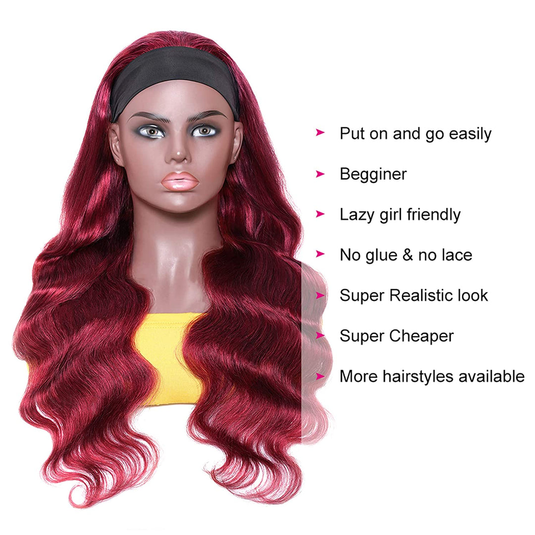 Brazilian Body Wave Wigs 99J Glueless Headband Wigs Human Hair Wigs 180%&220% Density  Bling Hair
