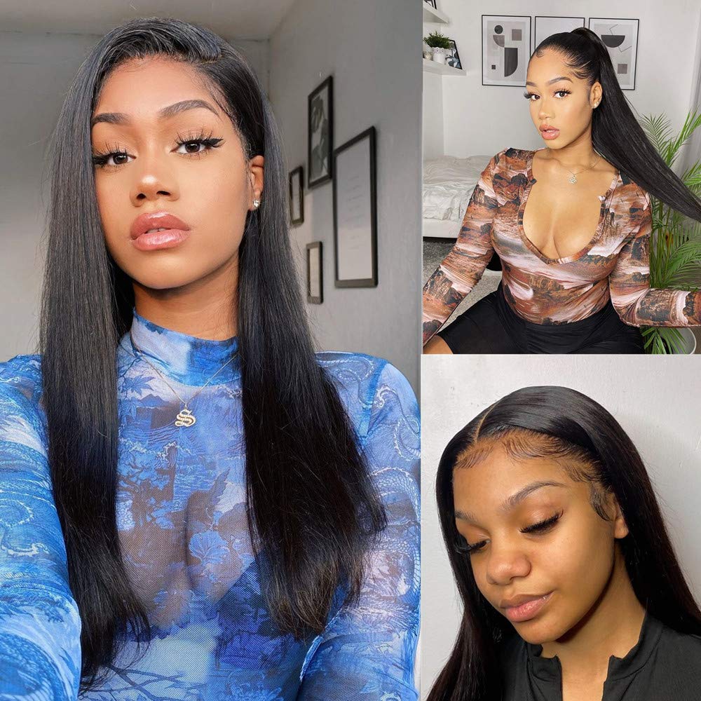 Straight Bundles With 13×4 Lace Frontal 10A Grade 100% Human Virgin Hair Bling Hair