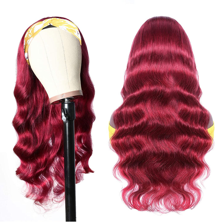 Brazilian Body Wave Wigs 99J Glueless Headband Wigs Human Hair Wigs 180%&220% Density  Bling Hair
