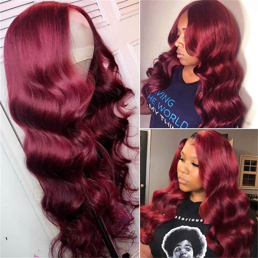 99J Brazilian Body Wave Transparent Lace Front Human Hair Wigs For Black Women Pre Plucked Wigs