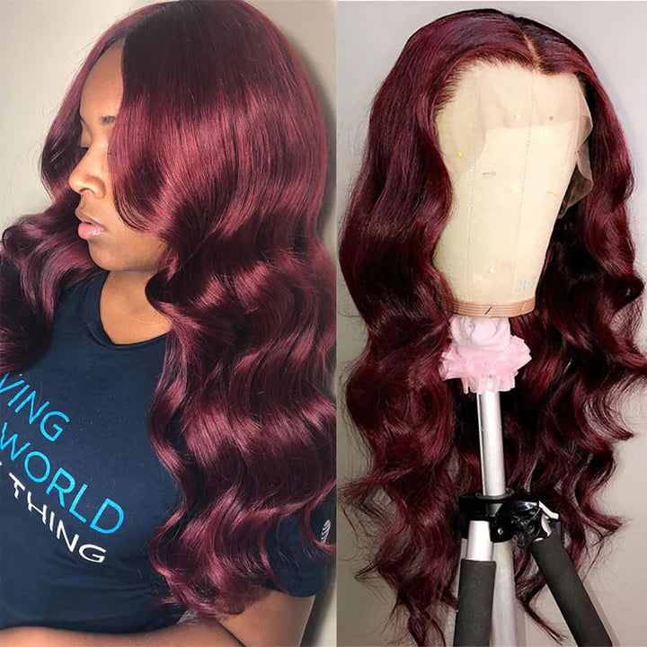 99J Brazilian Body Wave Transparent Lace Front Human Hair Wigs For Black Women Pre Plucked Wigs