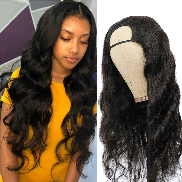 U Part Wigs Human Hair Body Wave Wigs Natural Color Bling Hair