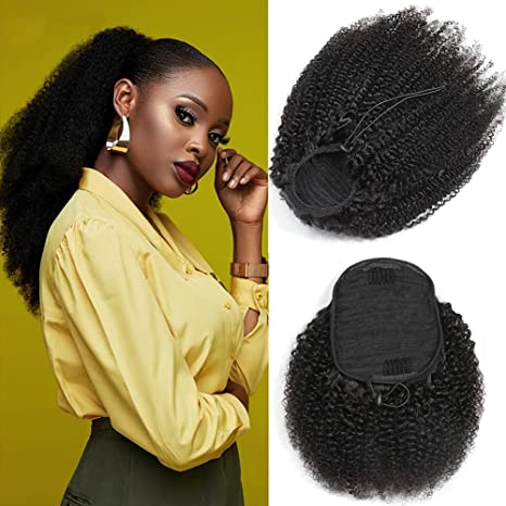 Afro Kinky Curly Ponytail Human Hair Remy Brésilien Wrap Around Ponytail Drawstring Ponytail Clip In Hair Extensions
