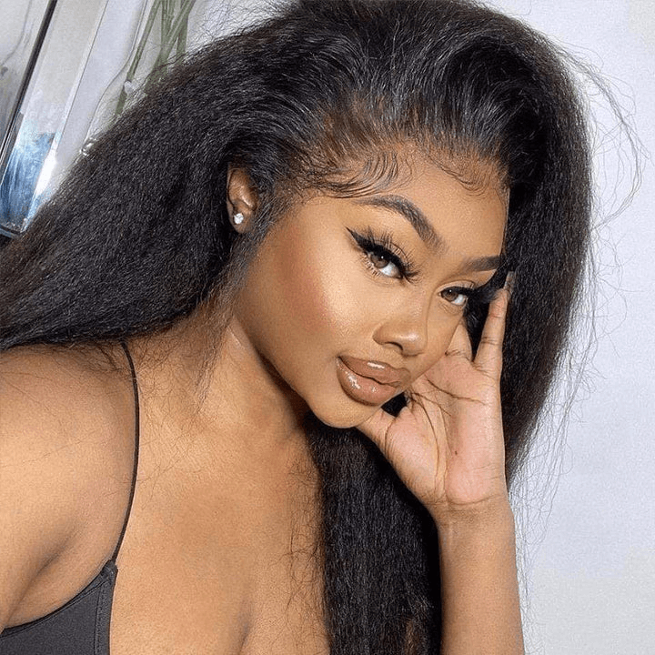 360 Glueless Lace Frontal Wigs Kinky Straight Human Hair Wigs