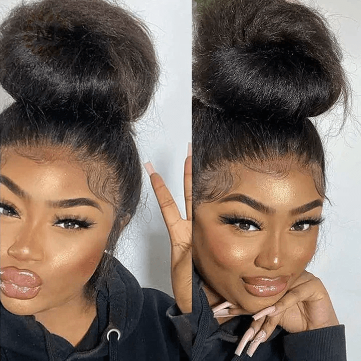 360 Glueless Lace Frontal Wigs Kinky Straight Human Hair Wigs