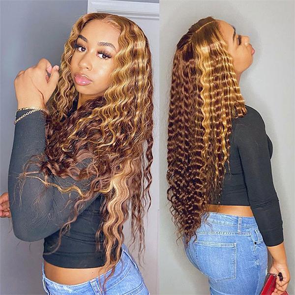 Highlight Deep Wave Transparent Lace Wigs 13x4  / 4x4 Virgin Hair Wigs