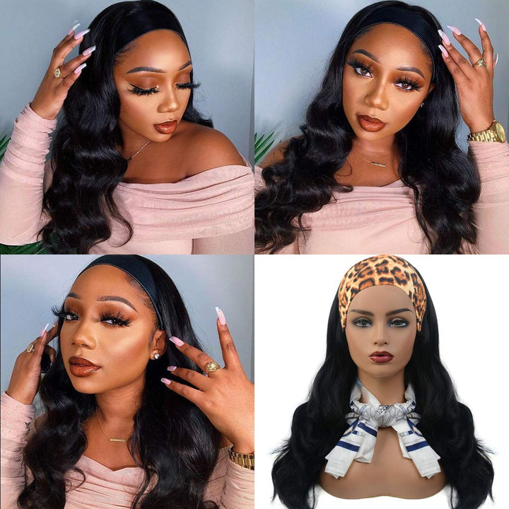 Body Wave Glueless Headband Wig 180%&220% Density Human Hair Wigs Bling Hair