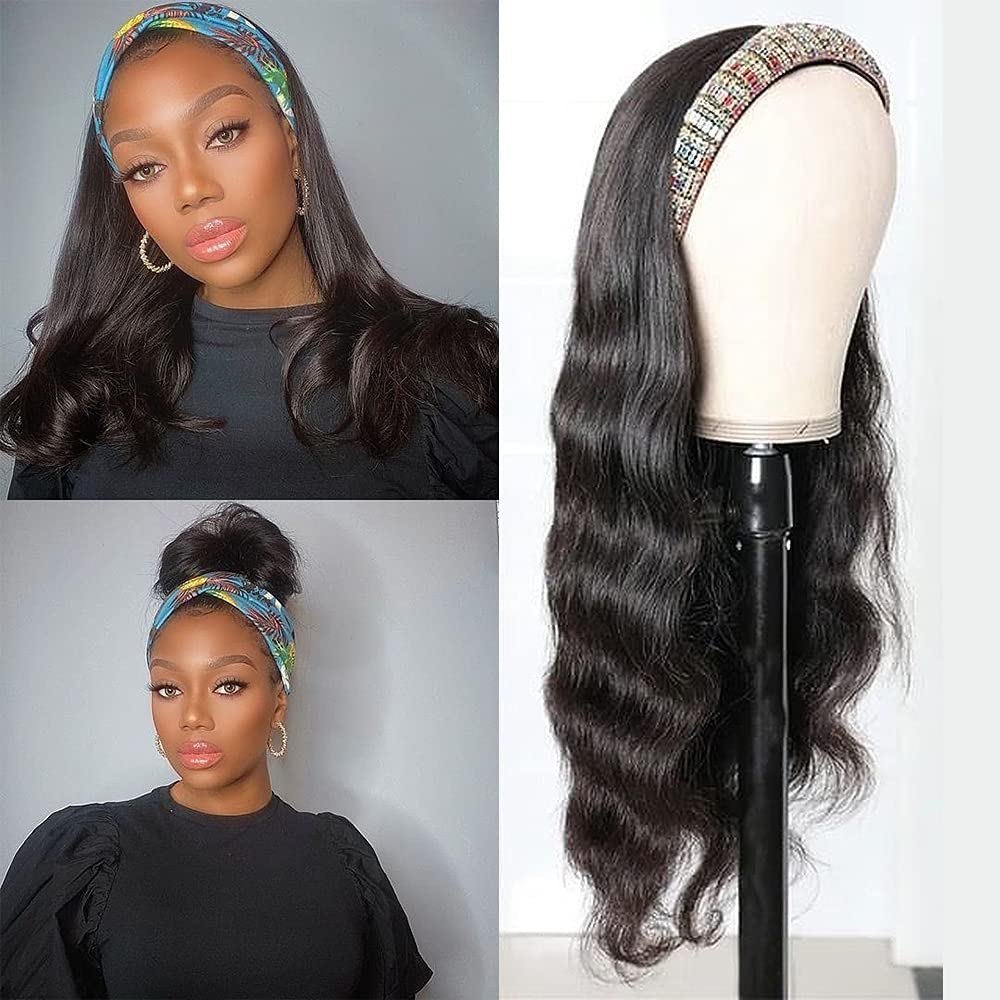Body Wave Glueless Headband Wig 180%&220% Density Human Hair Wigs Bling Hair