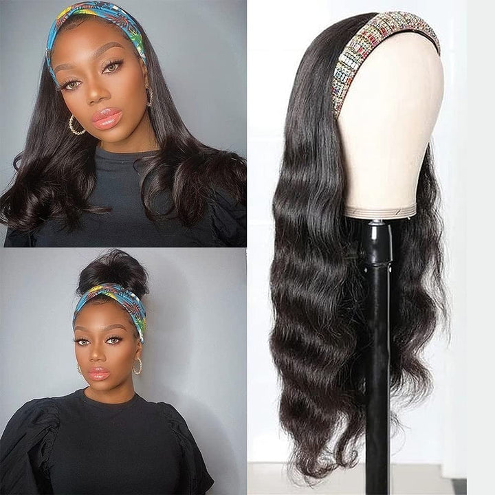 Body Wave Glueless Headband Wig 180%&220% Density Human Hair Wigs Bling Hair