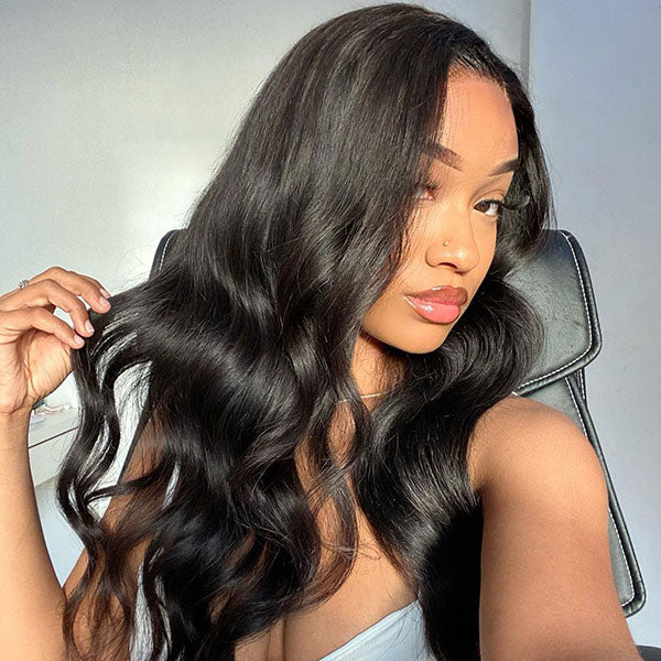 Super Sale $121 24" Body Wave 4X4 Lace Closure Human Hair Wig 150% Density