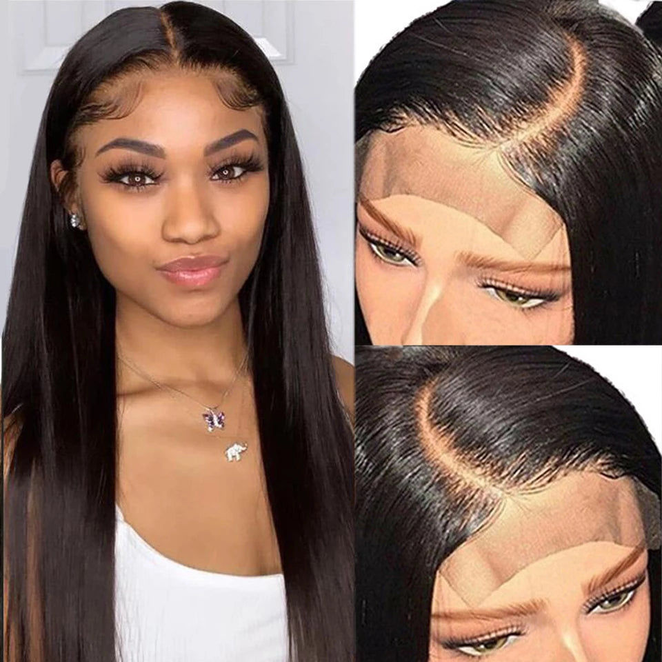 Super Sale  $79 18" Straight 4X4 Lace Closure Human Hair Wig 150% Density