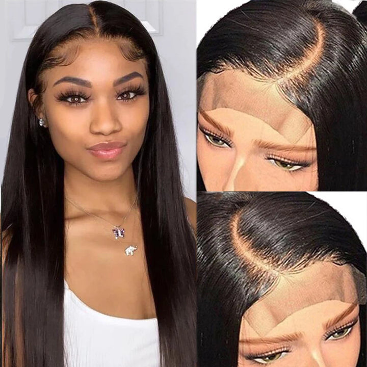Super Sale  $79 18" Straight 4X4 Lace Closure Human Hair Wig 150% Density