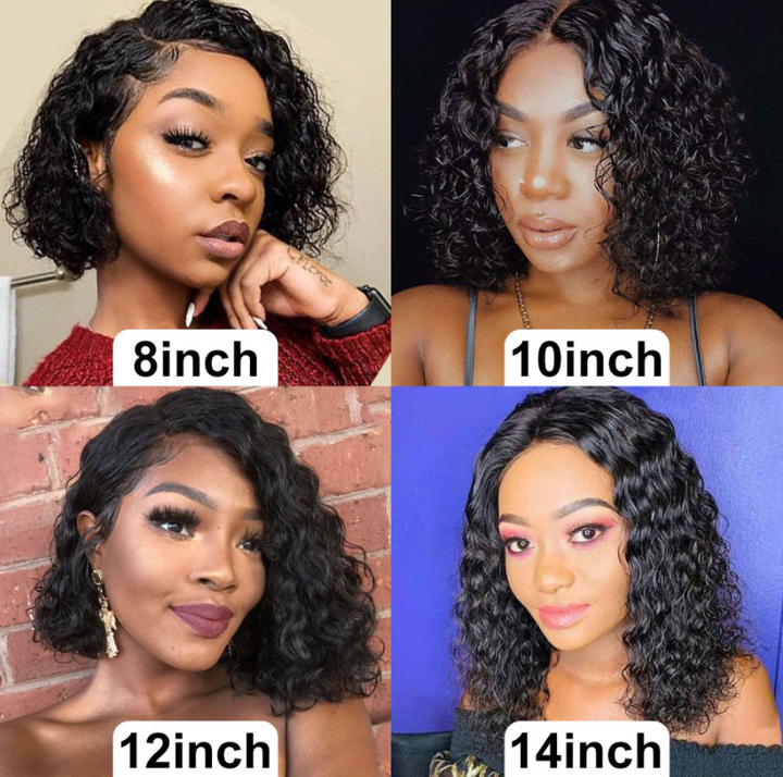 Short Water Wave Curly Bob Wigs Pre Plucked Lace Wigs Human Hair For Women