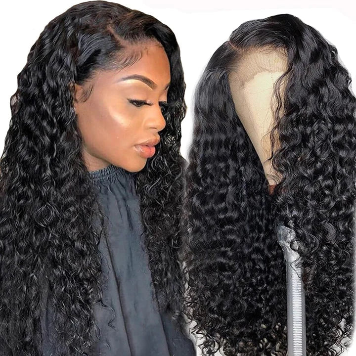 Super Sale Deep Wave 13x4/13x6 Lace Frontal Human Hair Wig Natural Black