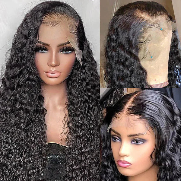 Blinghair Pull Go 42Inch Deep Curly HD Lace Front Human Hair Wigs 250% Density