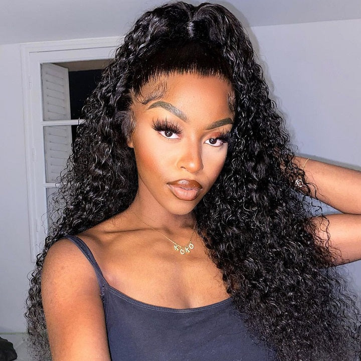 4c Hairline Deep Wave Lace Wig With Kinky Edge Preplucked Hairline Human Hair Wig
