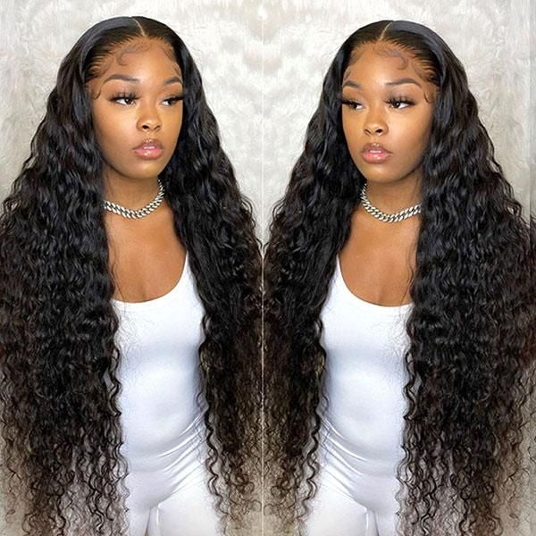 250% High Density Human Hair Wig Deep Curl Lace Front Wigs Pre Plucked Virgin Hair Blinghair