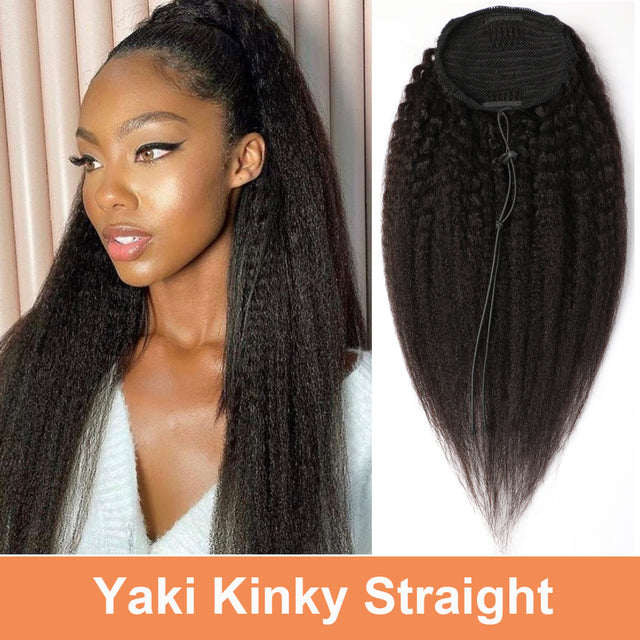 Drawstring Ponytail Human Hair Extensions With Clip